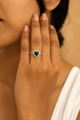 Emerald Heart Halo Ring