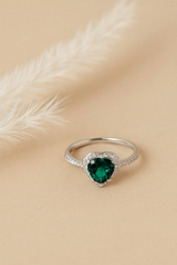 Emerald Heart Halo Ring