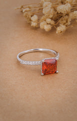 Silver Scarlet Radiance Emerald Ring