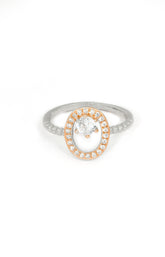 Two-Tone Oval Halo Ring