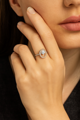 Two-Tone Oval Halo Ring
