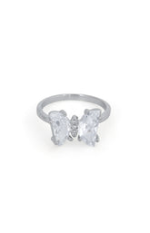 Silver Crystal Flutter Butterfly Ring