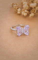 Lavender Breeze Butterfly Silver Ring