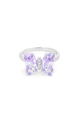 Lavender Breeze Butterfly Silver Ring