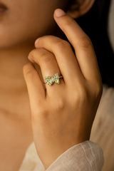 Silver Lemon Frost Butterfly Ring