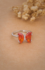 Silver Sunset Wings Butterfly Ring