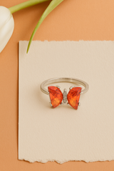 Silver Sunset Wings Butterfly Ring
