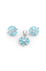 Silver Azure Bloom Pendant Set
