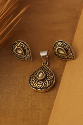 Antique Paisley Silver Pendant Set