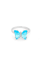 Silver Azure Butterfly Gem Ring