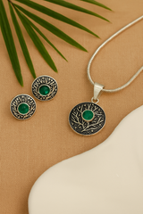 Antique Eternal Roots Silver Pendant Set