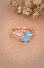 Silver Aqua Bloom Ring