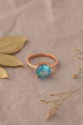 Silver Aqua Bloom Ring