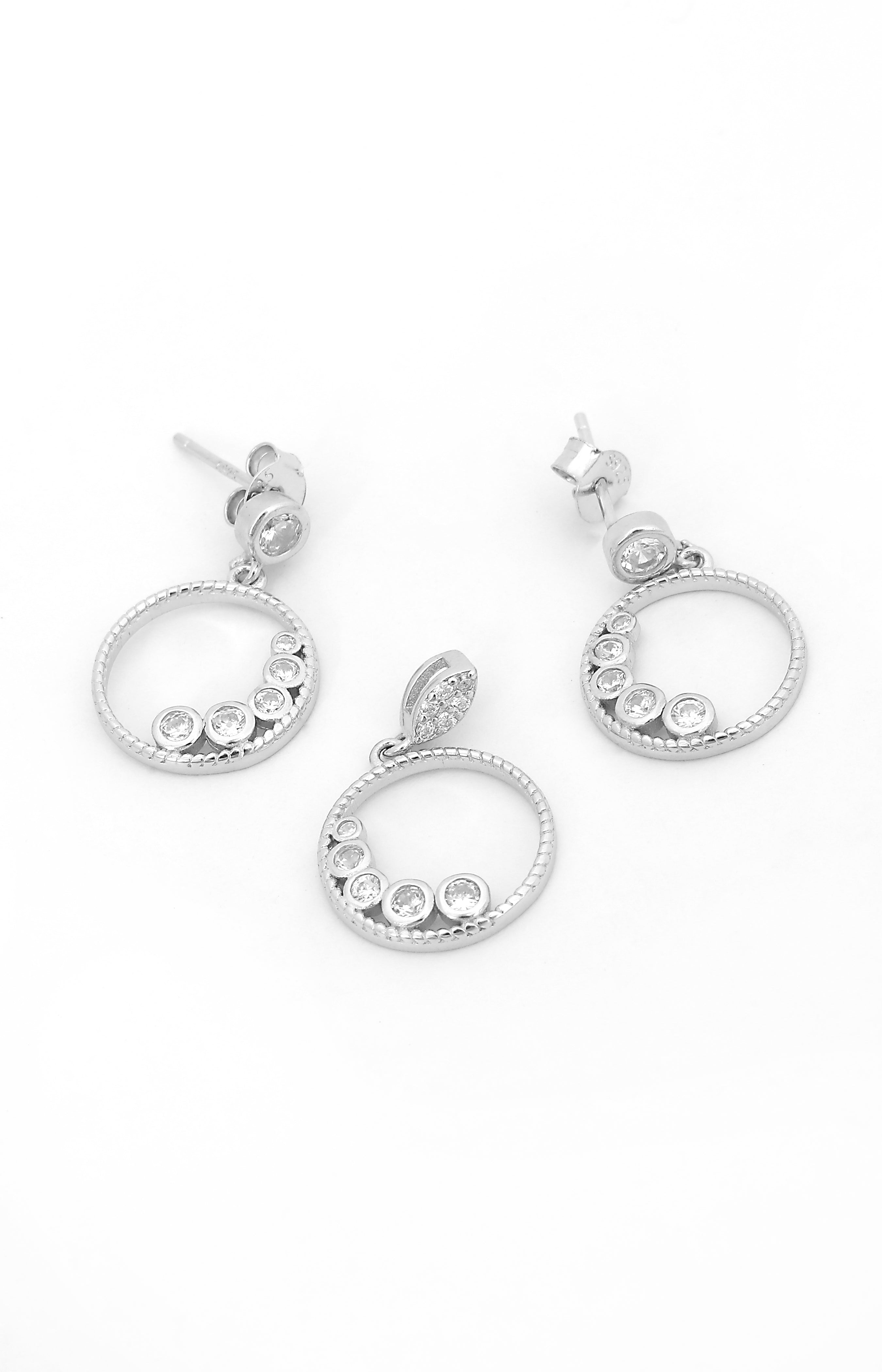 Orbit Glow Silver Pendant Set