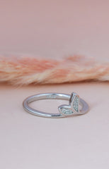 Silver Mini Butterfly CZ Ring