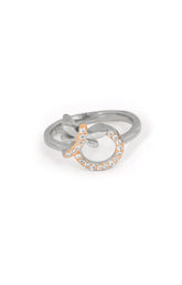 Silver Butterfly and Rose Gold Circle Ring