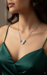 Silver Blossom Heart Pendant Necklace