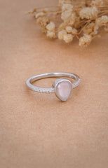 Silver Blush Drop Ring