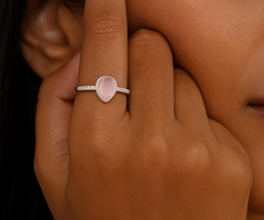 Silver Blush Drop Ring