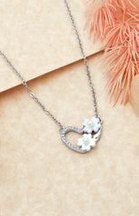 Silver Blossom Heart Pendant Necklace