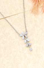 Silver Cascade Blossom Pendant Necklace