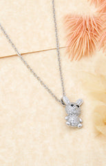 Silver Sparkle Bunny Pendant Necklace