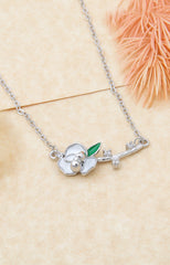 Silver Blossom Branch Pendant Necklace