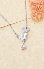Silver Flutter Duo Butterfly Pendant Necklace