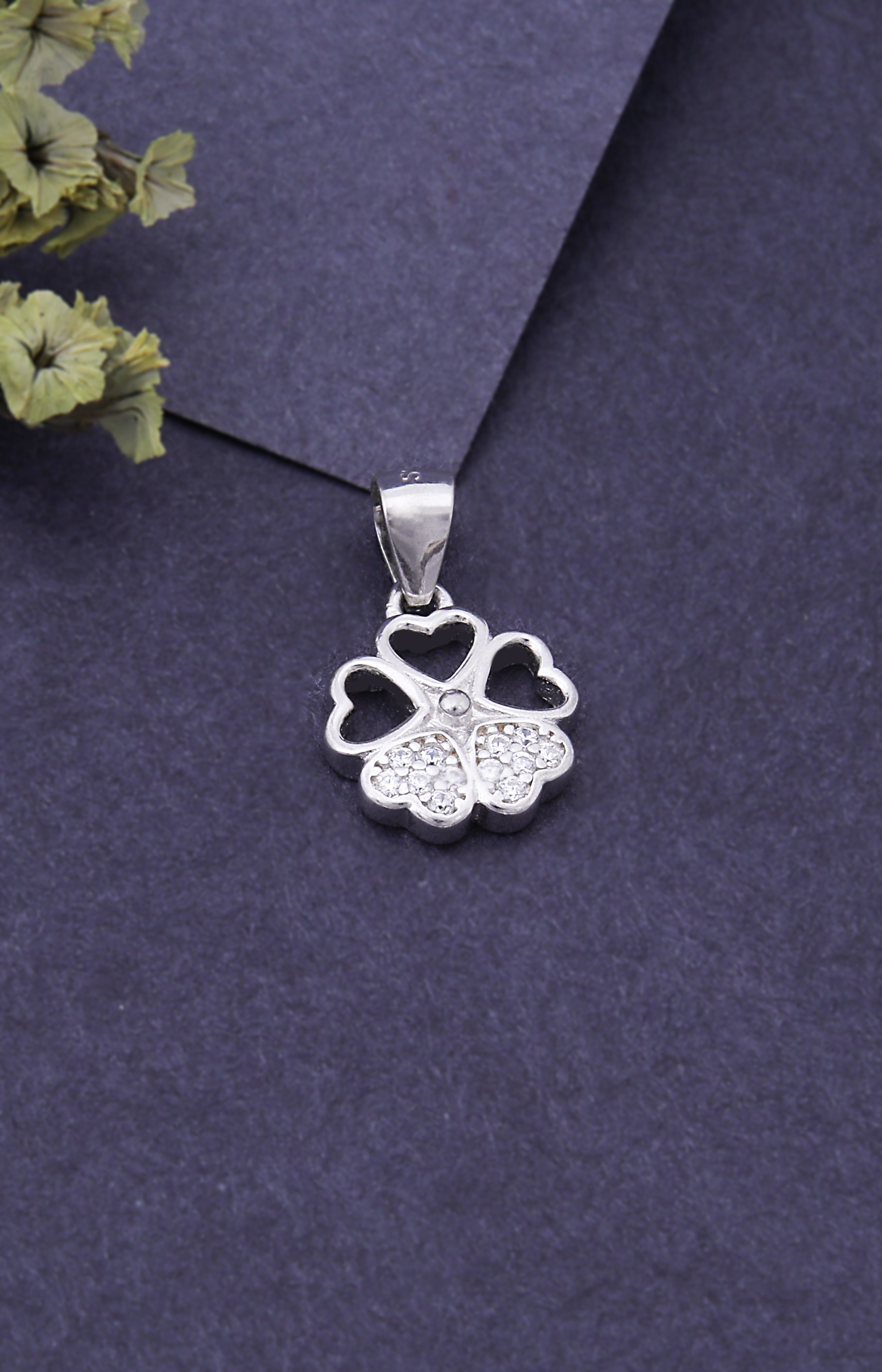 Silver Four-Heart Clover Pendant