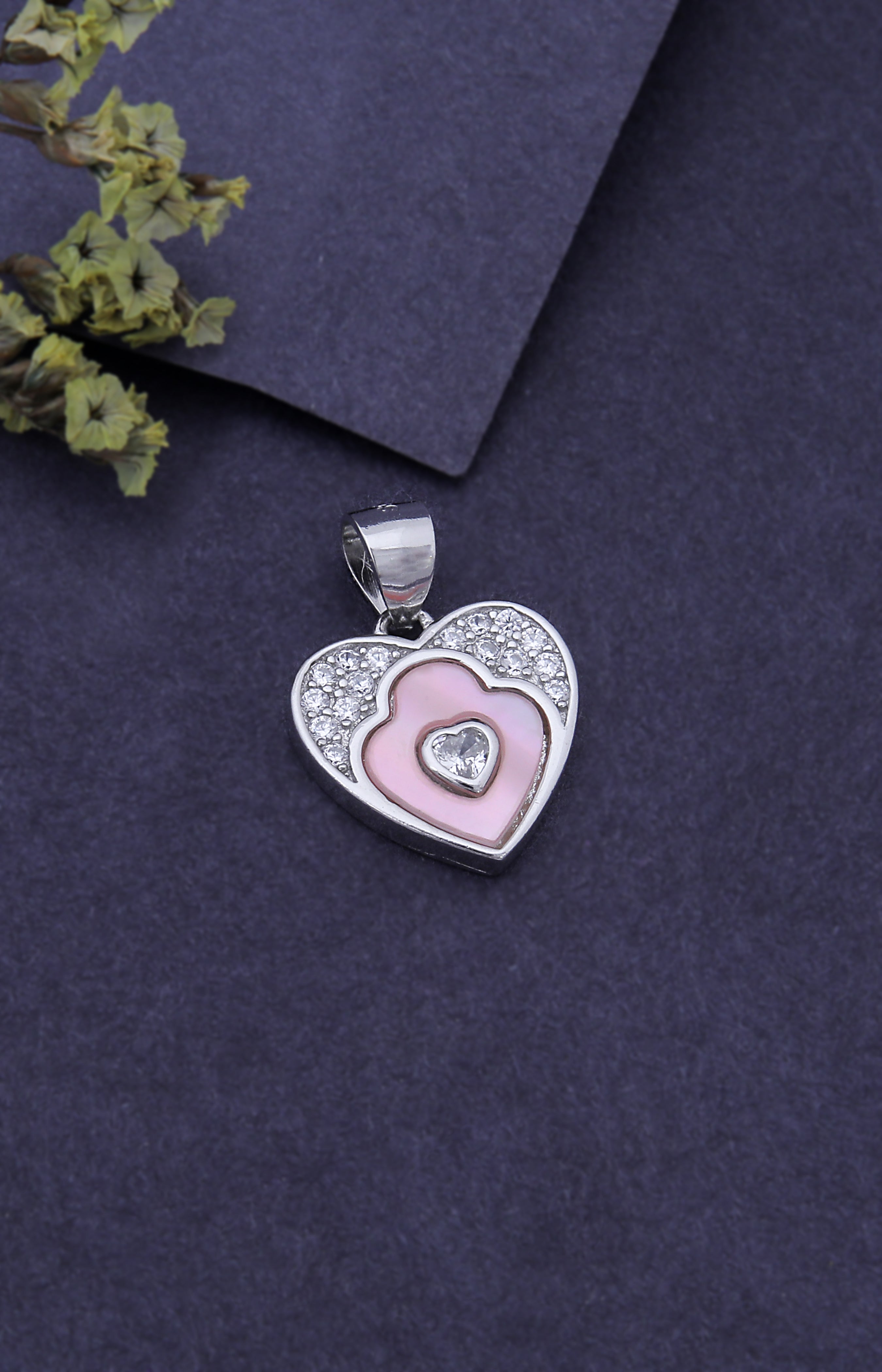 Silver Blush Embrace Heart Pendant