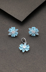 Silver Azure Bloom Pendant Set