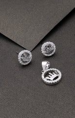 Silver Regal Crown Pendant Set