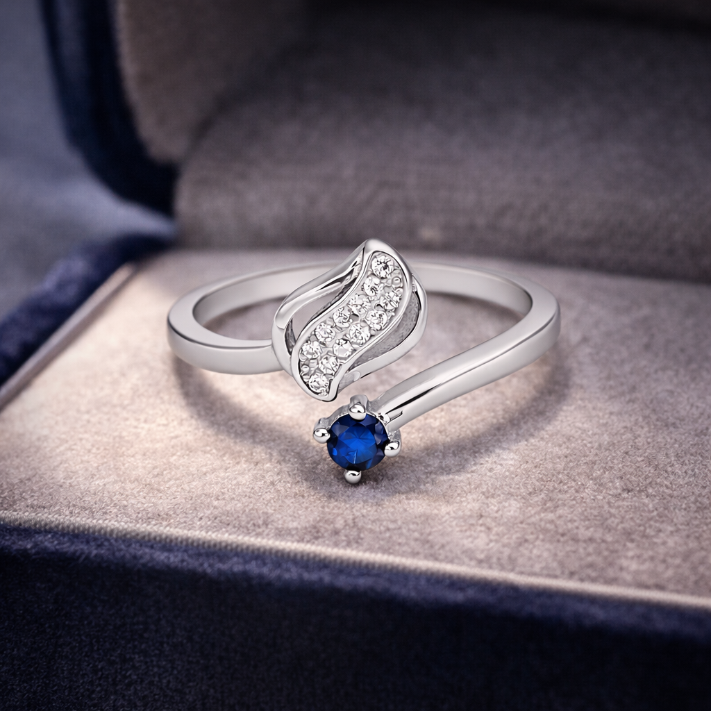 Azure Leaf Flow Ring – Minimal Artistic Adjustable Ring for Women | Elegant Nature-Inspired Everyday Jewellery