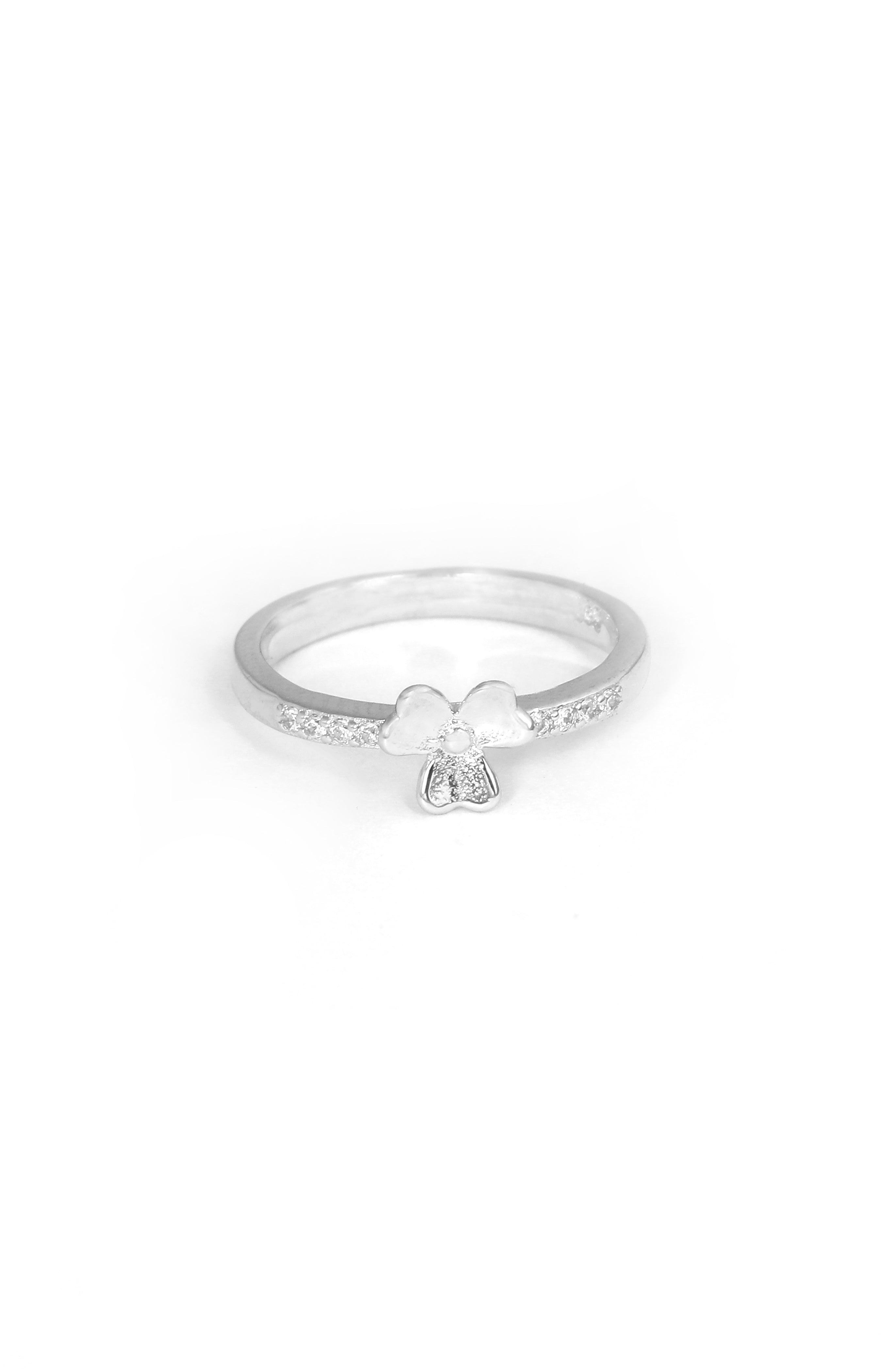 Silver Trio Bloom CZ Ring