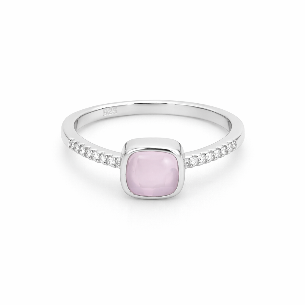 Soft Blush Cushion Ring – Minimal Elegant Adjustable Ring for Women | Modern Feminine Everyday Jewellery