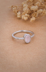 Blush Glow Solitaire Silver Ring