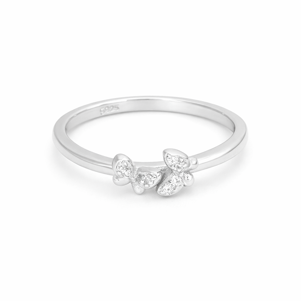 Crystal Flutter Bow Ring – Minimal Elegant Adjustable Ring for Women | Delicate Everyday Statement Jewellery