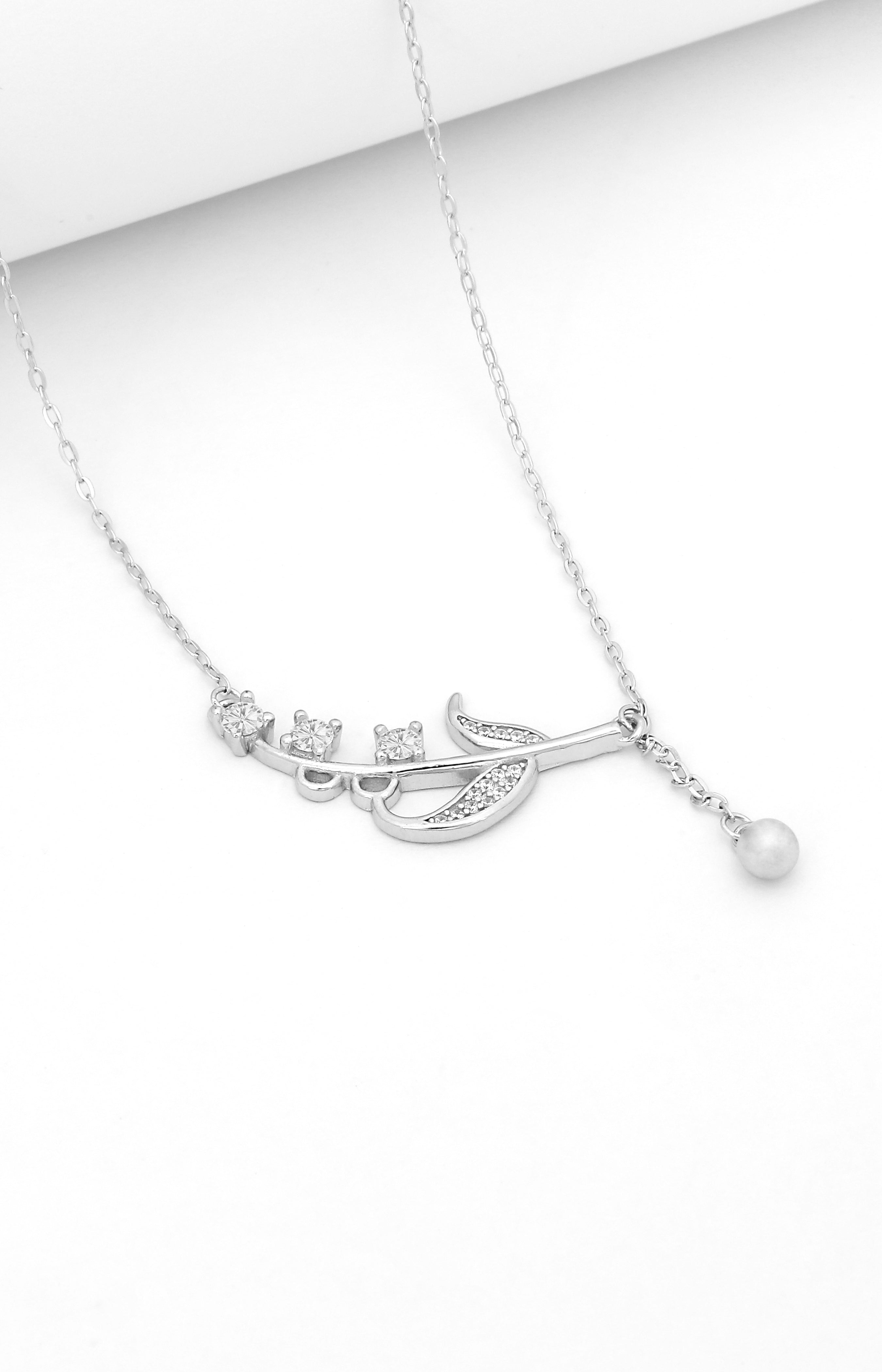 Silver Blooming Vine Pendant Necklace