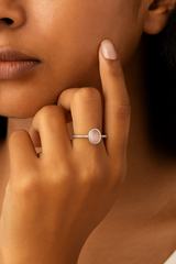 Blush Glow Solitaire Silver Ring