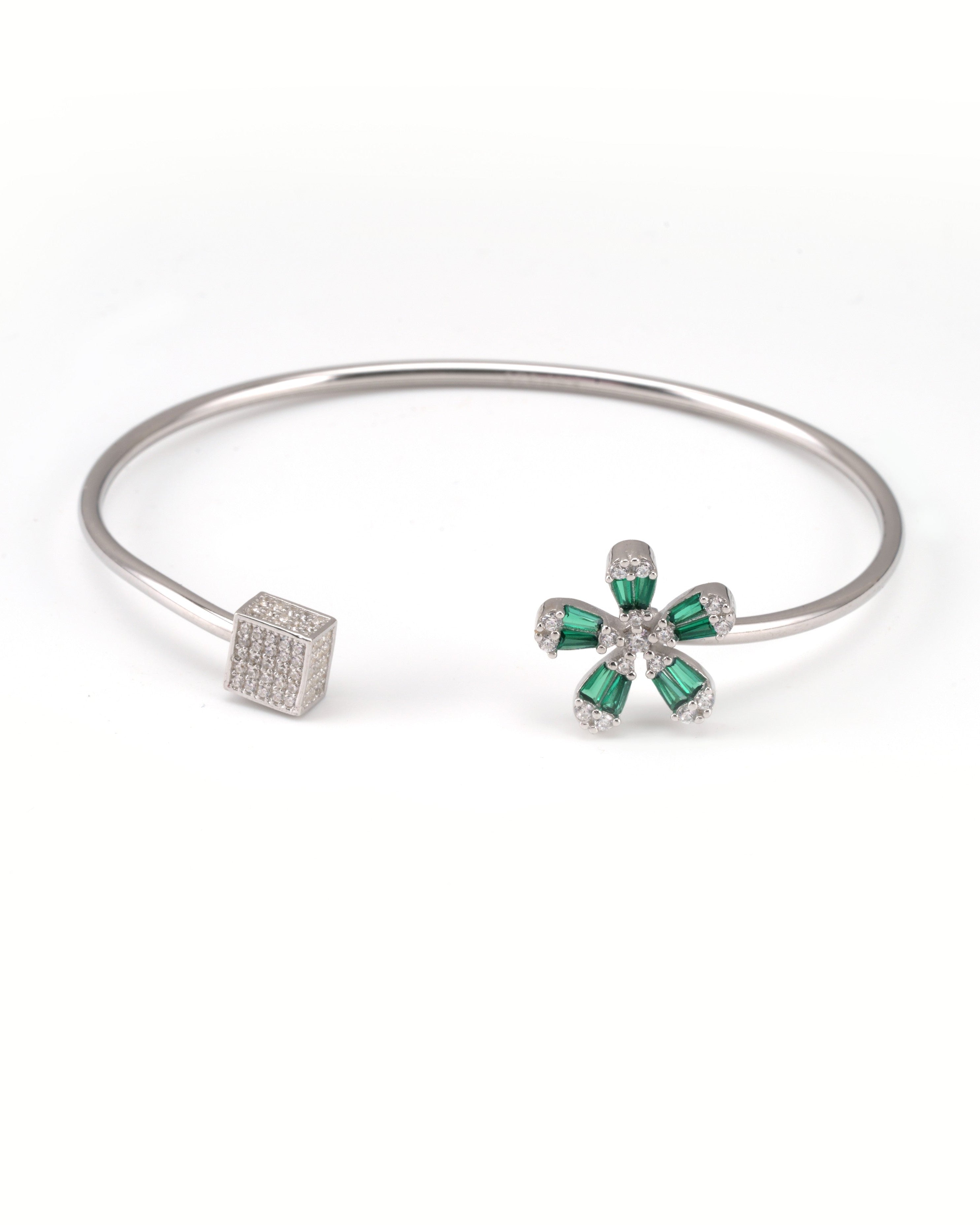 Emerald Prism Bloom Cuff Bracelet