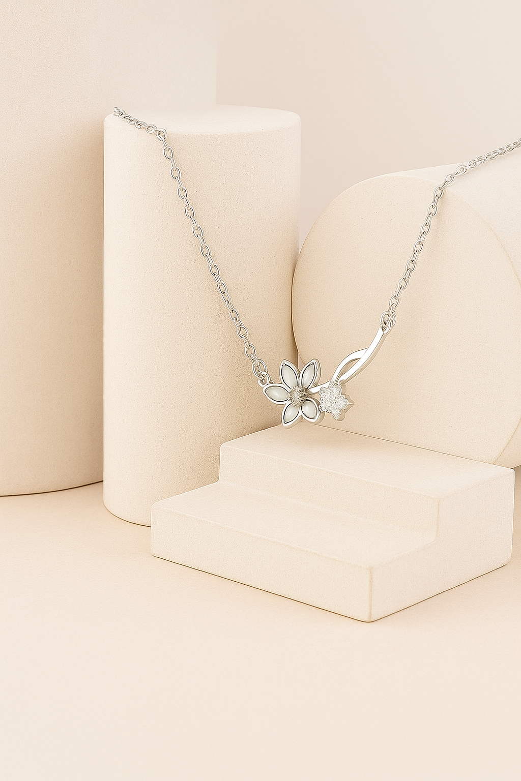 Silver Flower Pendant Necklace