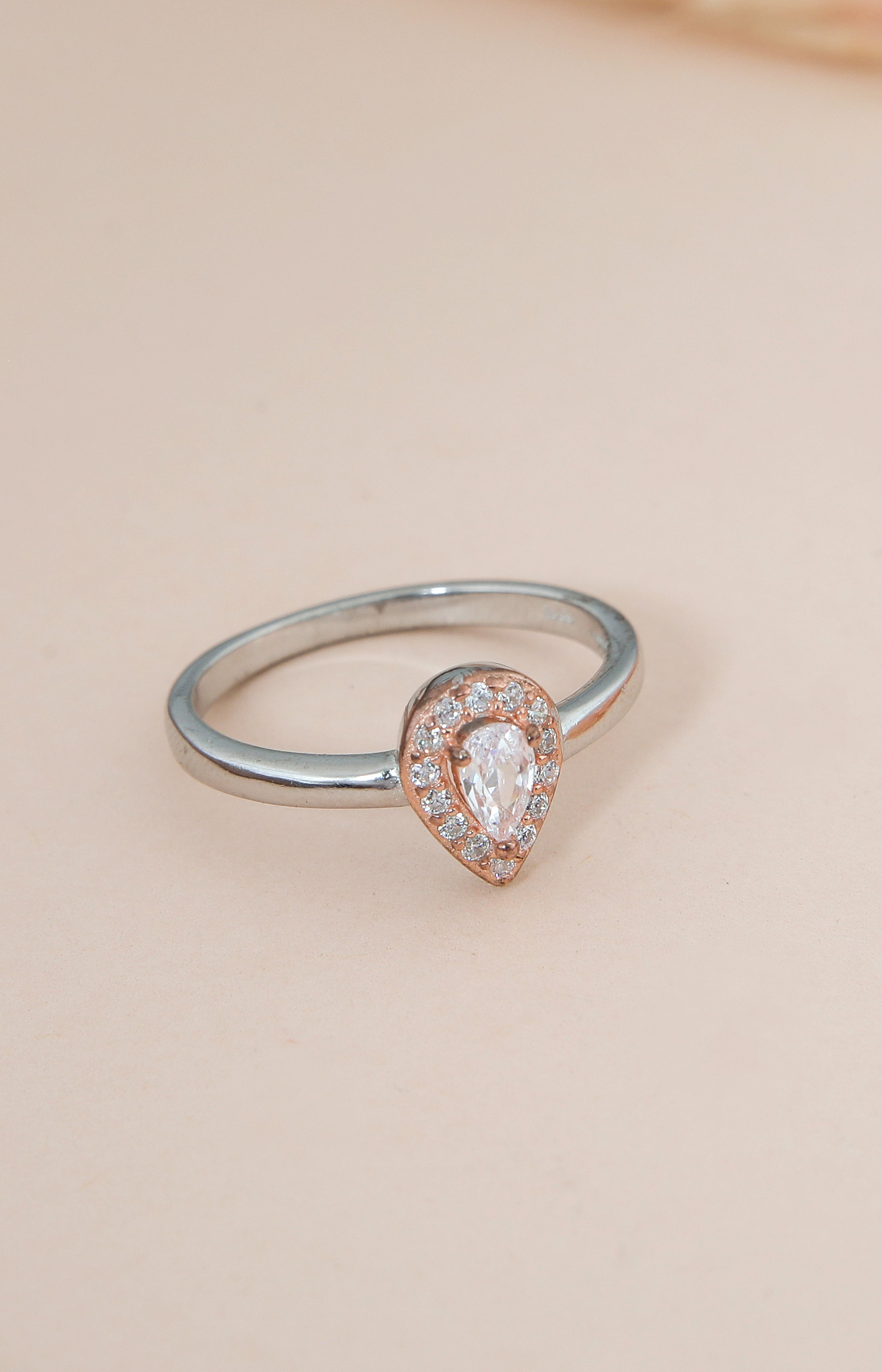Blush Teardrop Halo Ring