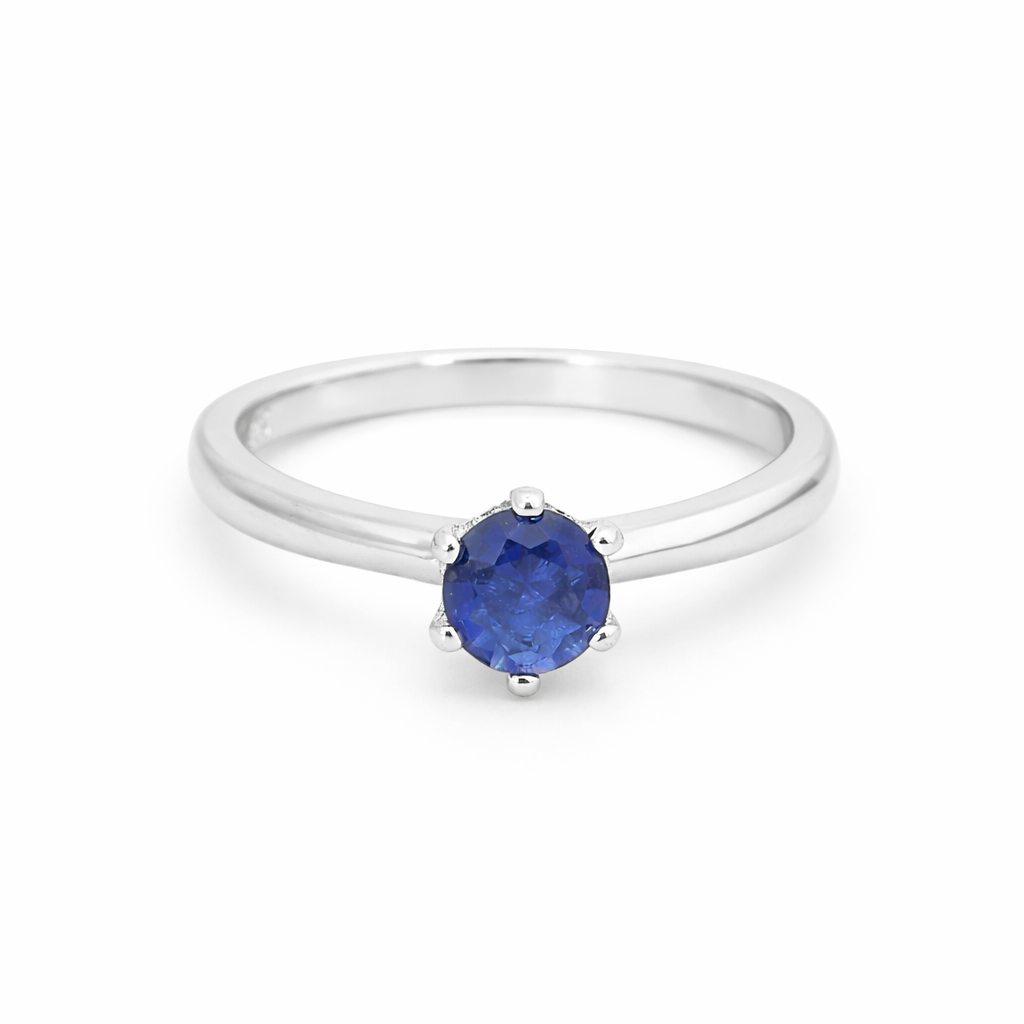 Midnight Aura Solitaire Ring – Minimal Elegant Adjustable Ring for Women | Classic Deep Blue Statement Jewellery