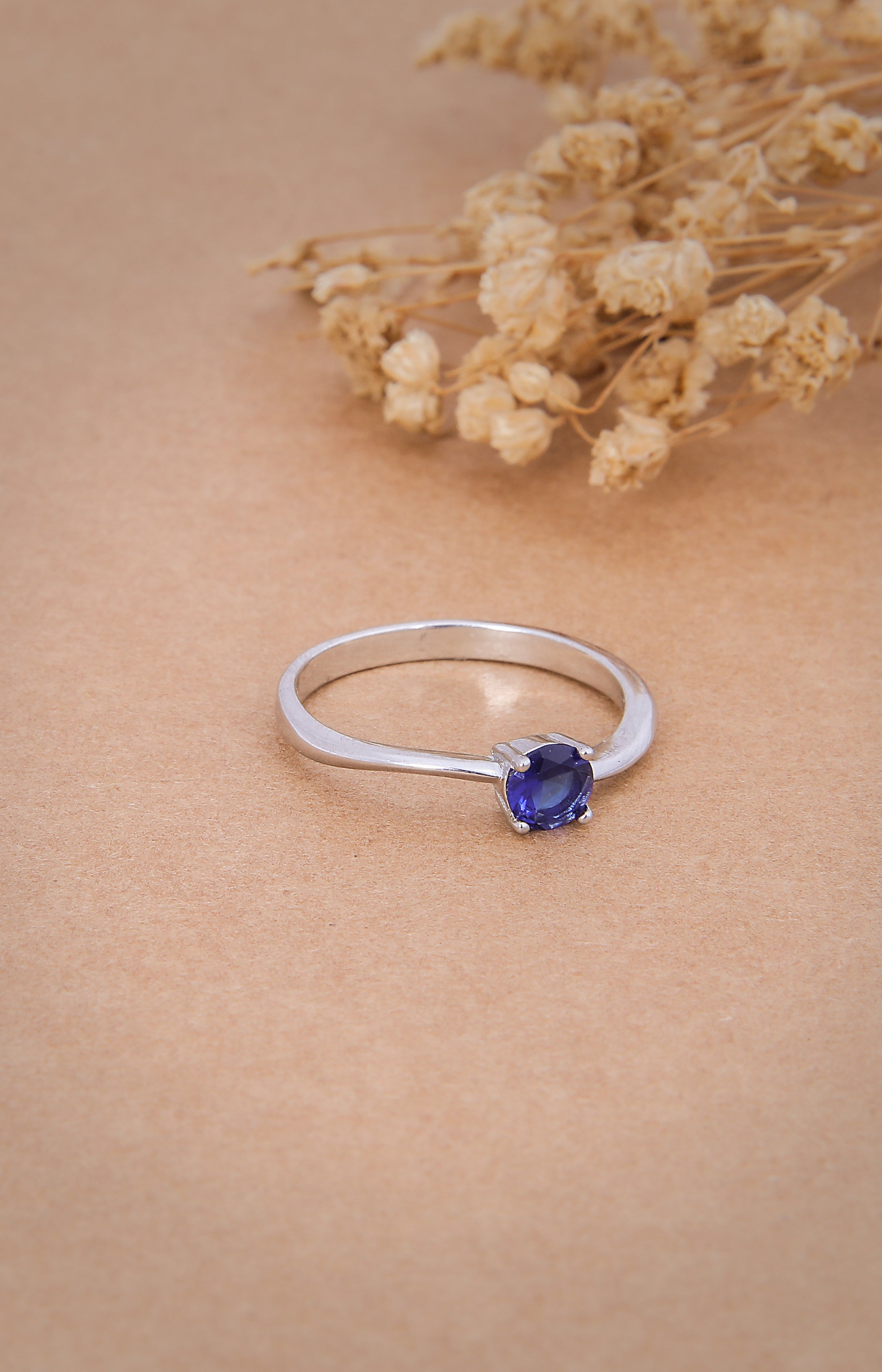 Aurora Blue Sapphire Solitaire Ring