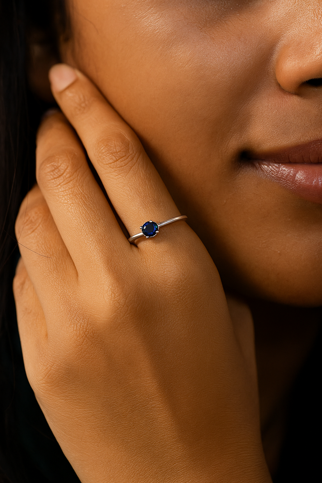 Aurora Blue Sapphire Solitaire Ring