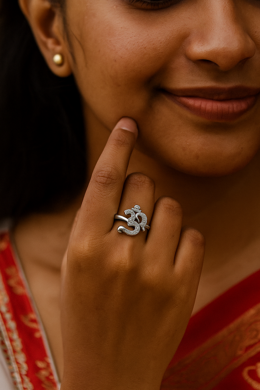 Om Blossom Silver Ring