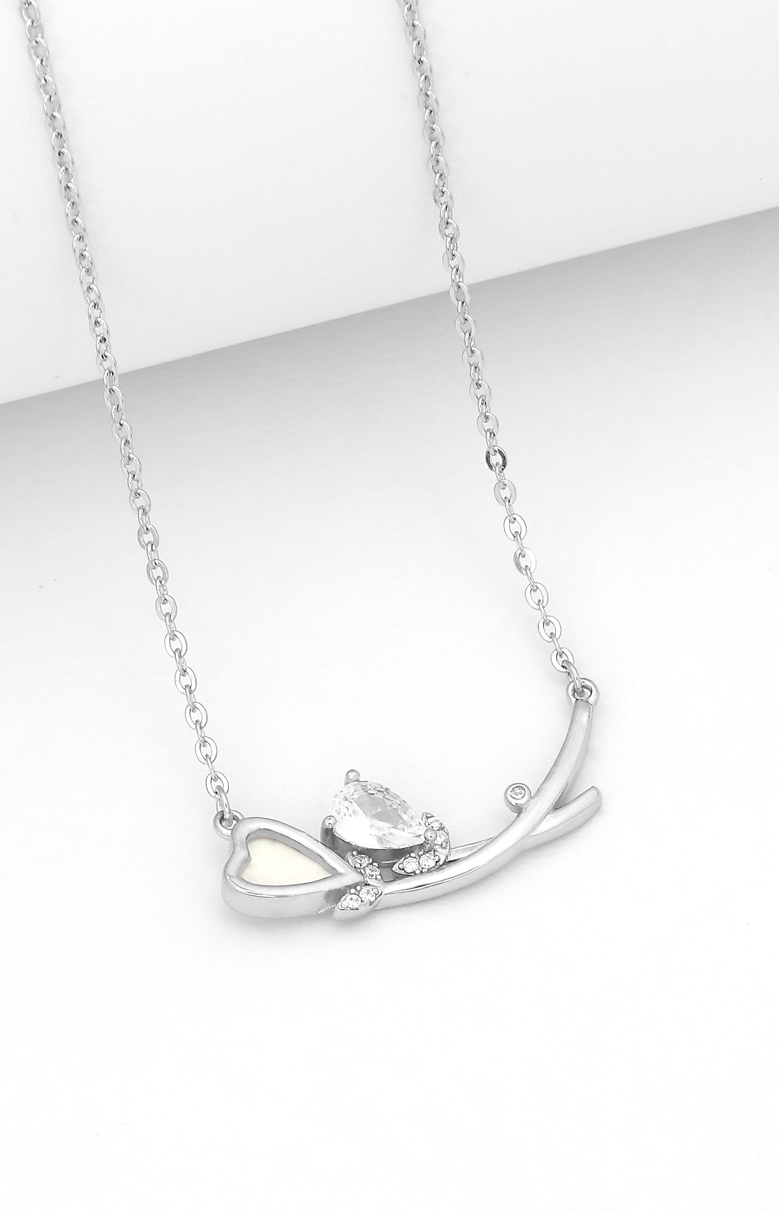Silver Love Bloom Pendant Necklace
