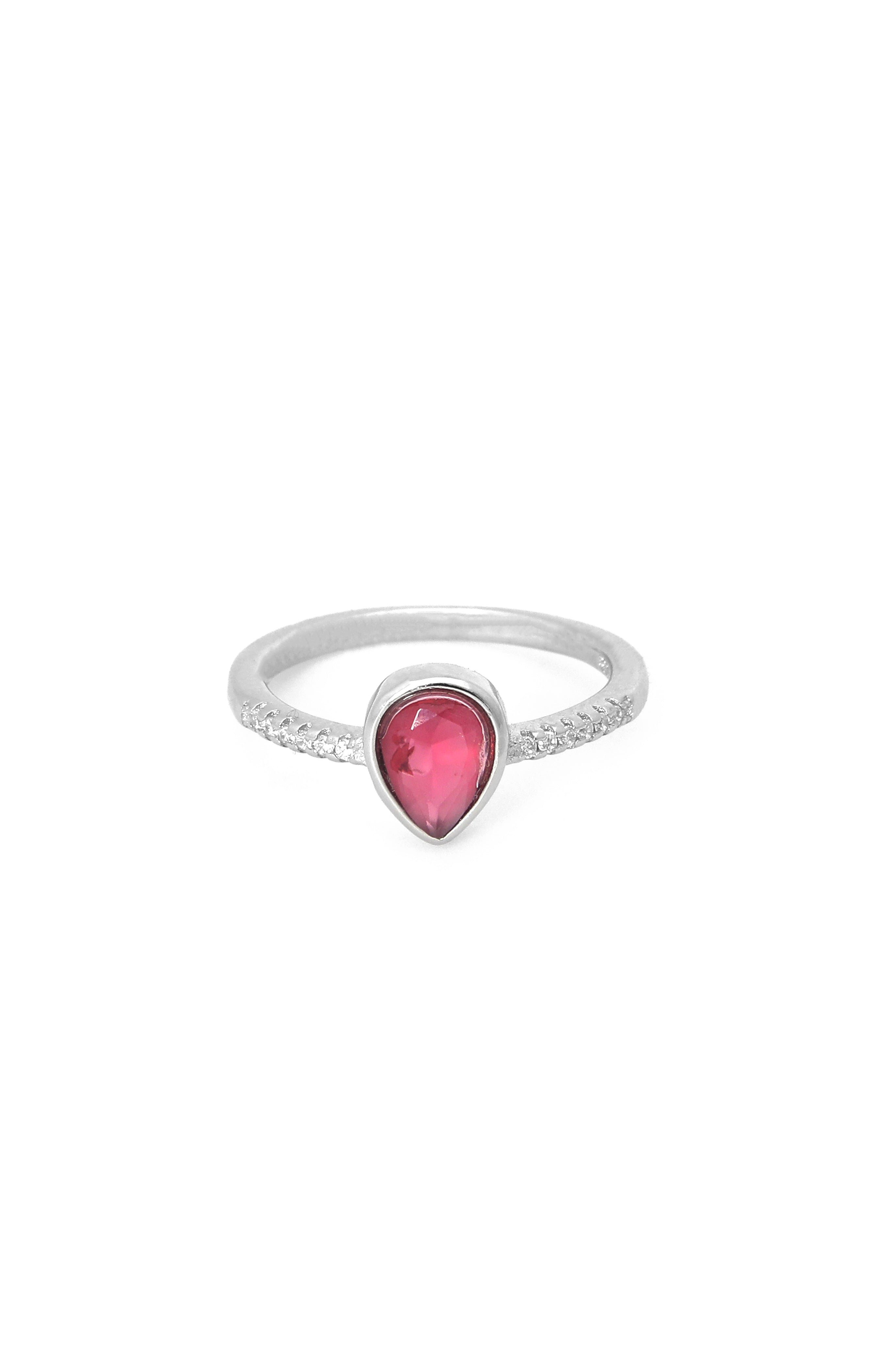 Rosé Teardrop Silver Ring