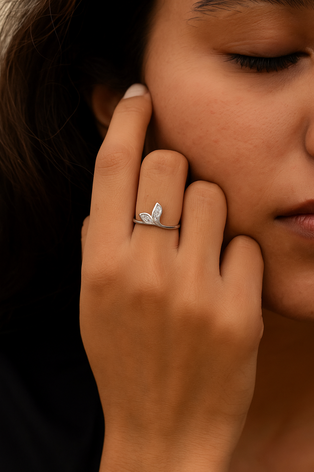 Silver Mini Butterfly CZ Ring