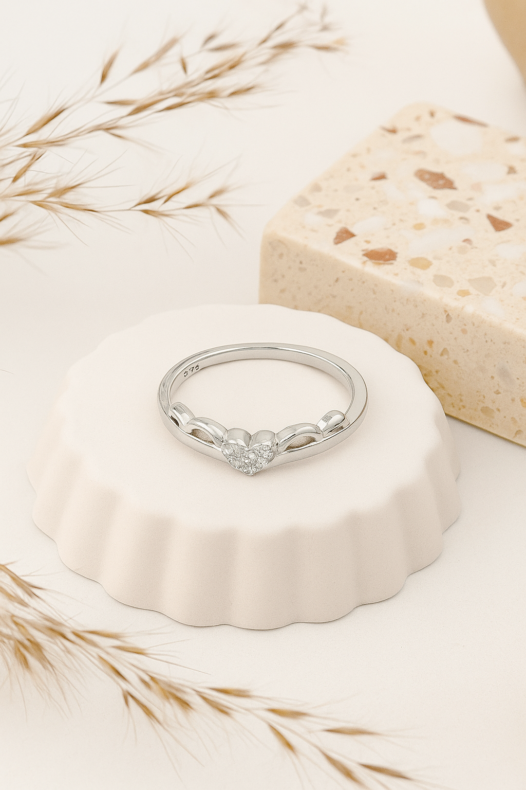 Silver Arcs and Heart Ring